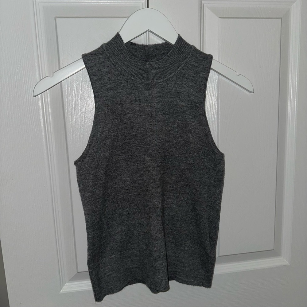 Gray Turtle Neck Sweater Tank Top